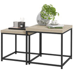 Coffee Table Set Of 2, Nest Of Tables 3.5cm Thick Tabletop | One Size | Oak