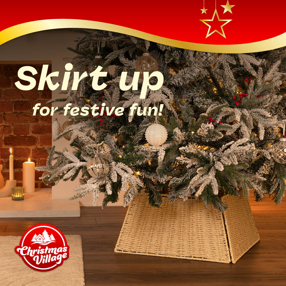 Handcrafted Wicker Tree Skirt Rustic 50cm Christmas Decoration