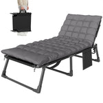 Folding Sun Lounger, Oversized Camping Bed | Set of 1 | Grey