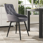 Velvet Metal Legs Button Upholstered Dining Chair, Set Of 2