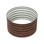 80cm Dia X 43cm H Brown Wood Grain Round Metal Raised Garden Bed Outdoor Planter Box