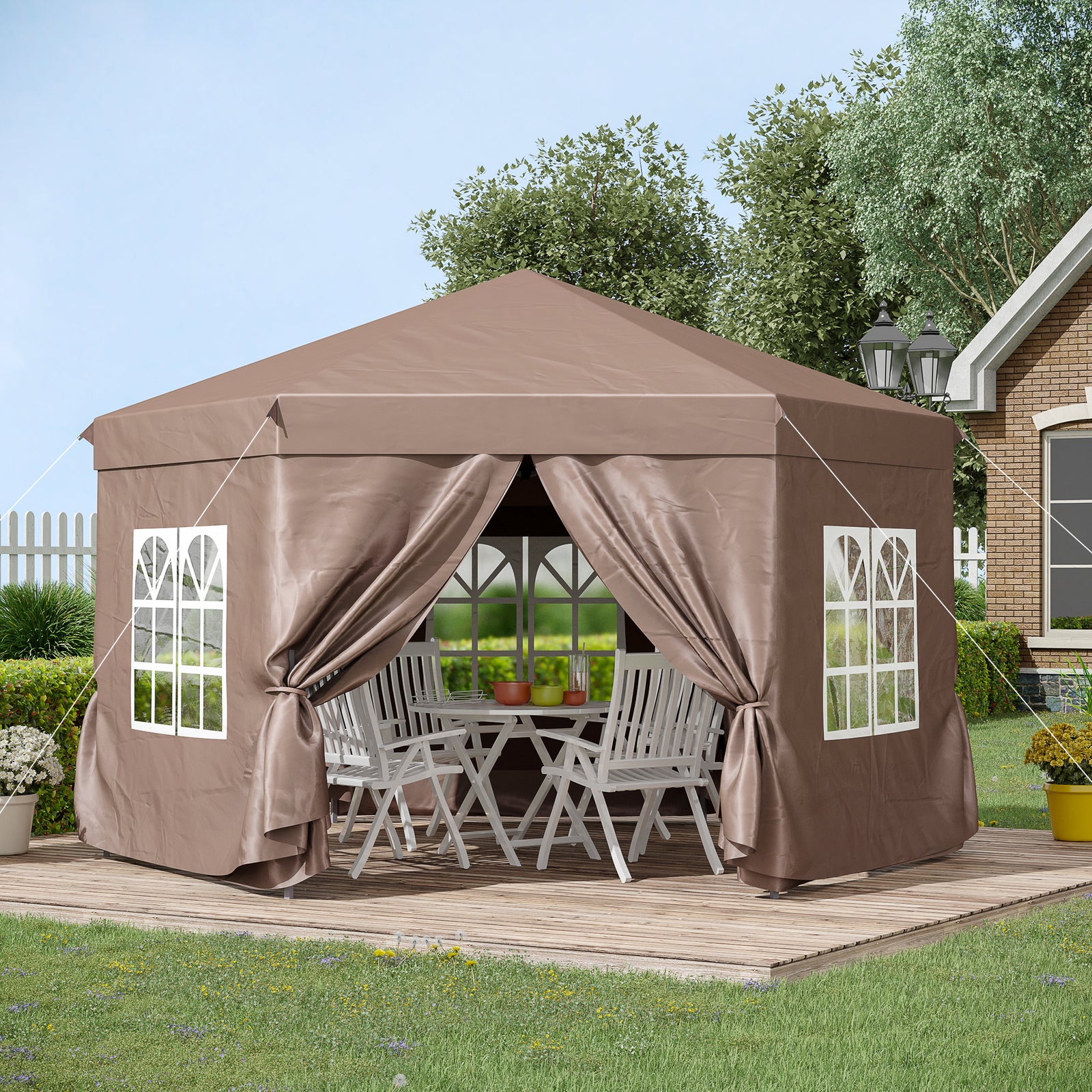 4x4m Garden Gazebo Tent Outdoor Metal Adjust Sun Shade