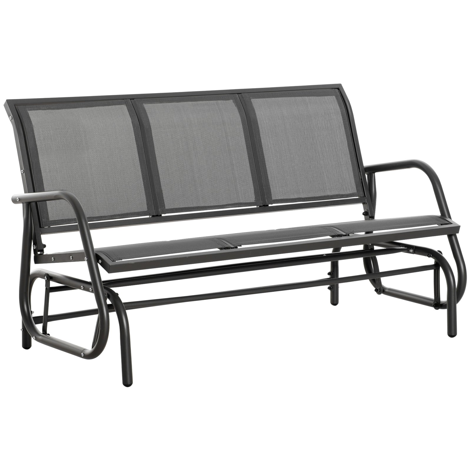 3-seat Glider Rocking Chair For 3 People Garden Bench Grey