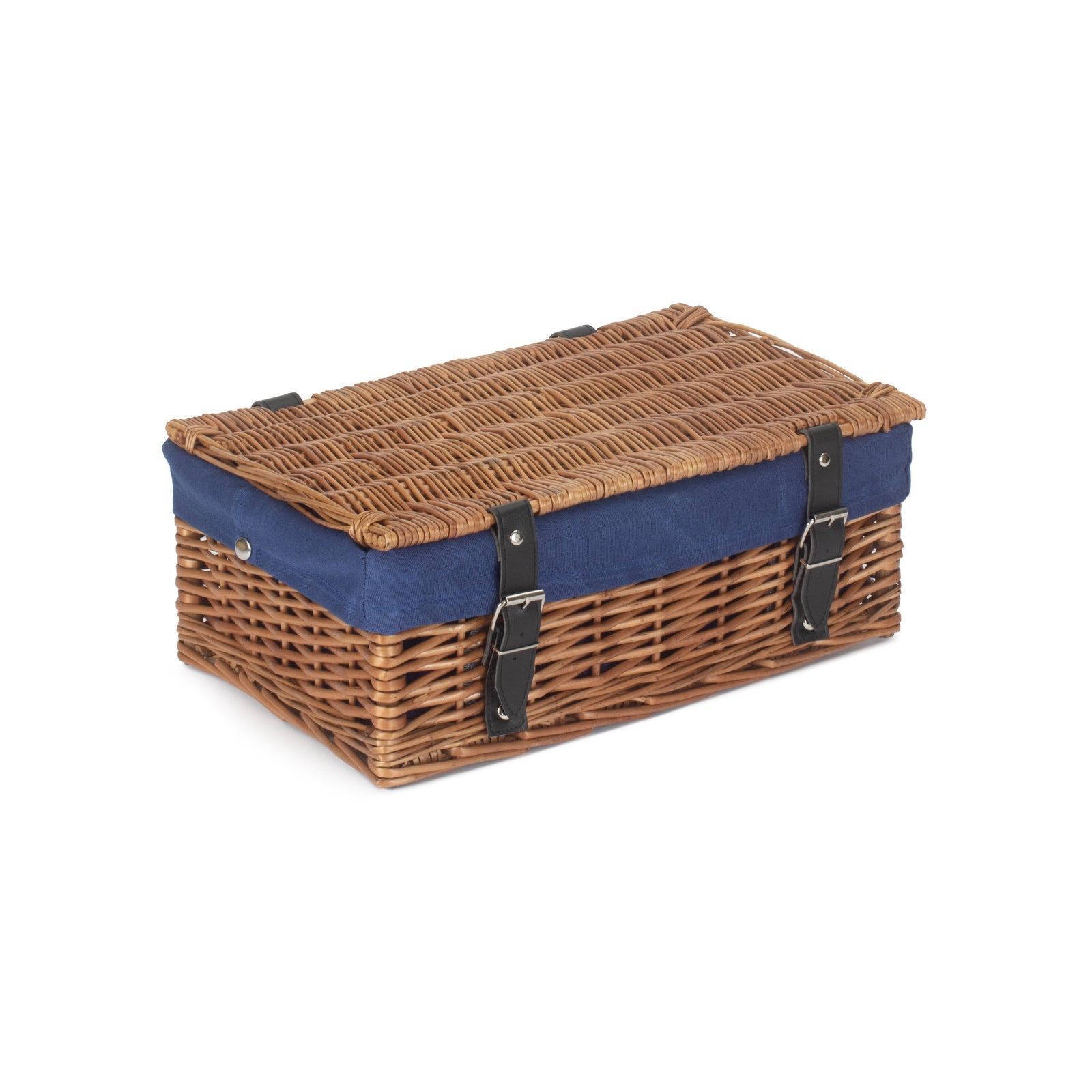 Wicker Double Steamed 35cm Empty Hamper Basket | Blue