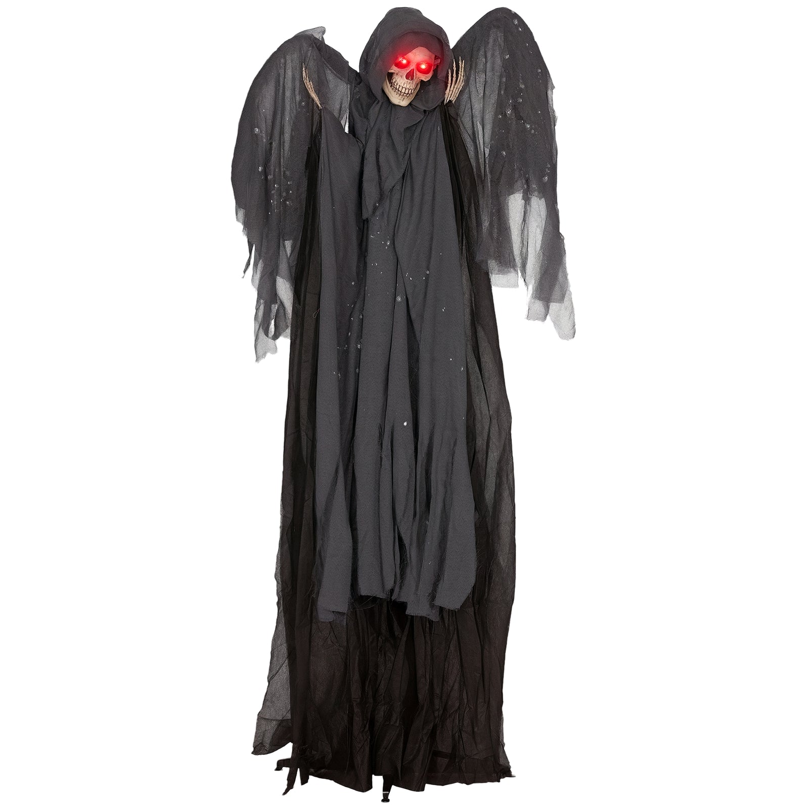 Winged Grim Reaper Animatronic Prop W/ Light Up Eyes, For Haunted House