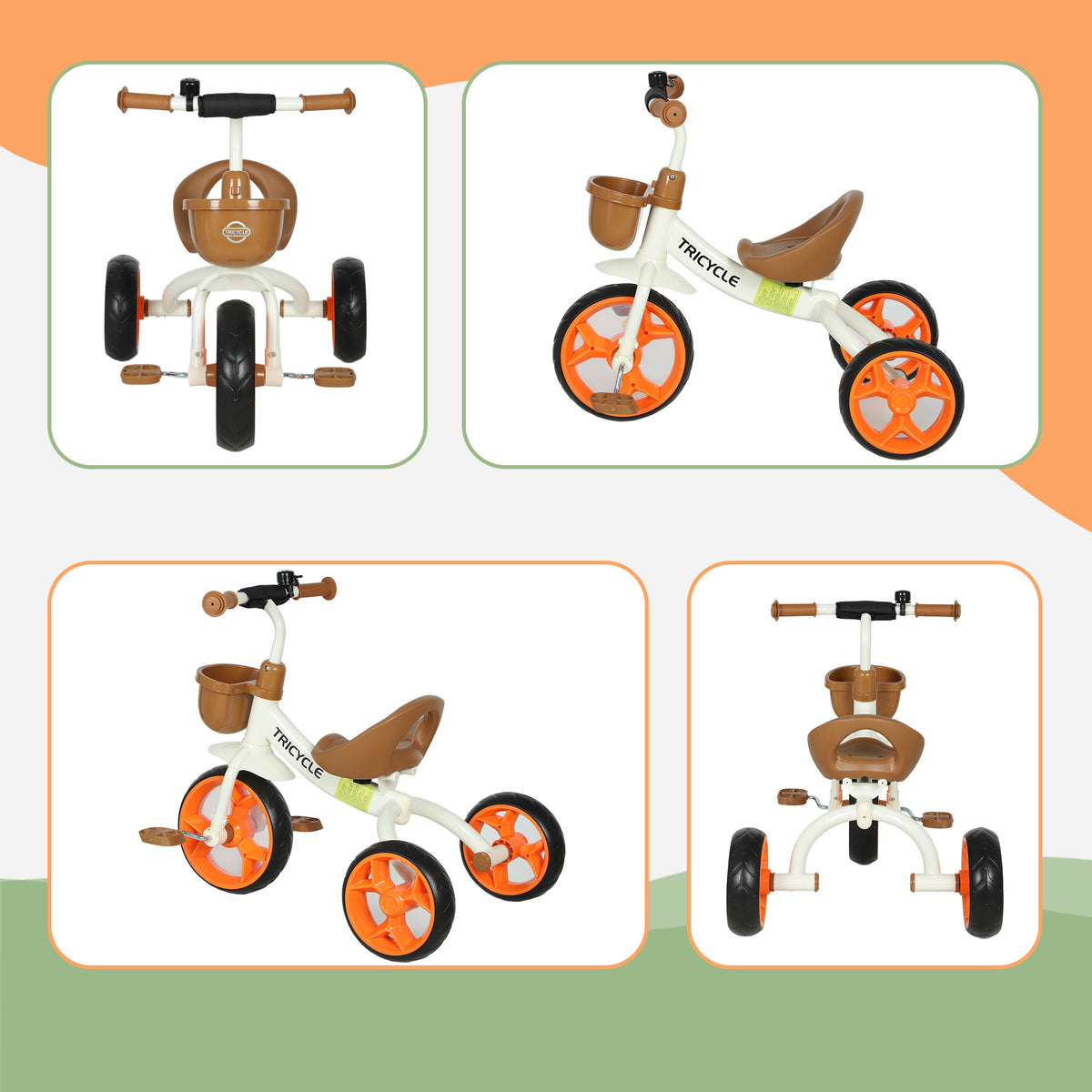 AIYAPLAY Toddler Tricycle With Front Basket For Ages 2-5 Years Boys And Girls