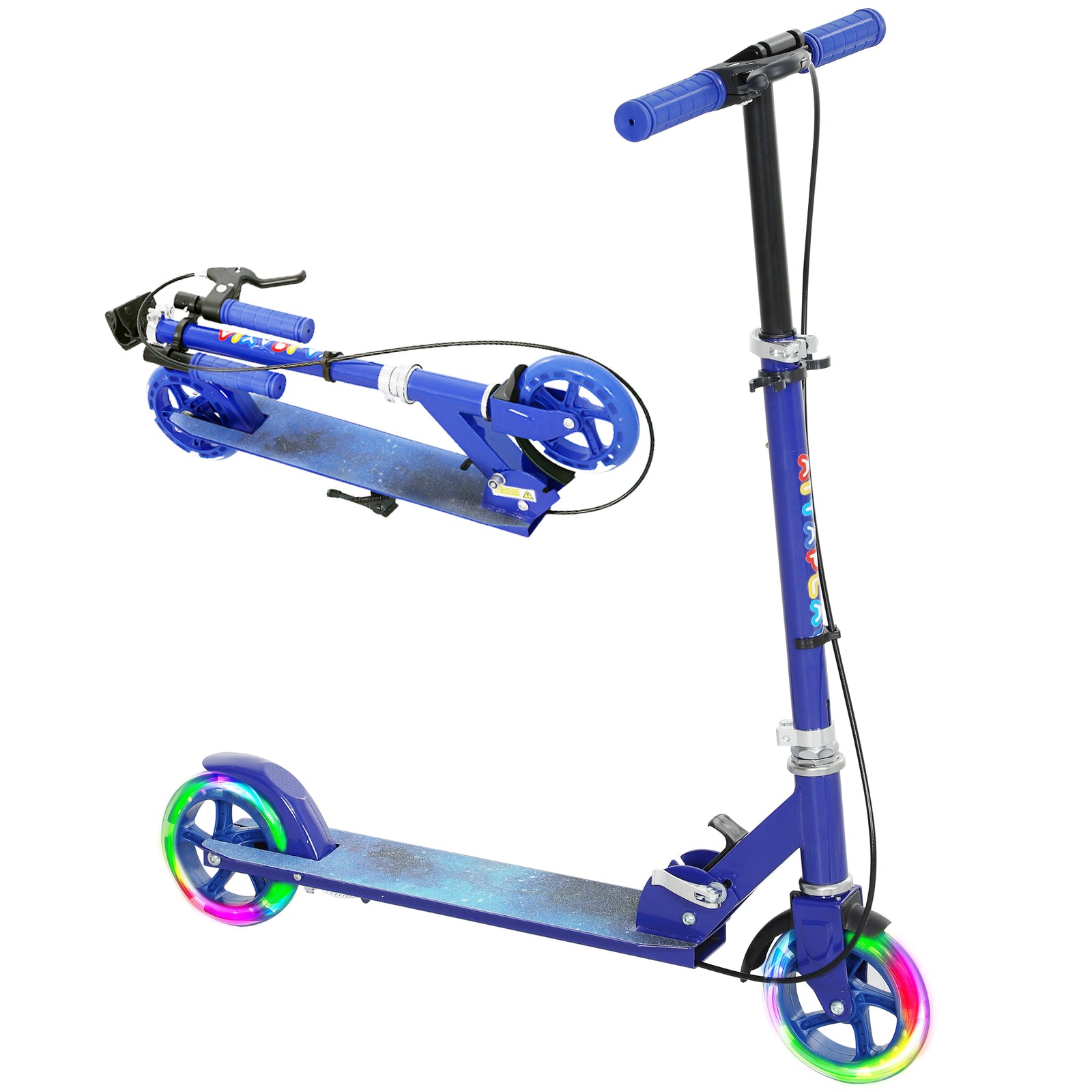 Scooter For Kids, Folding Light Up Kick Scooter With Adjustable Handle | Blue