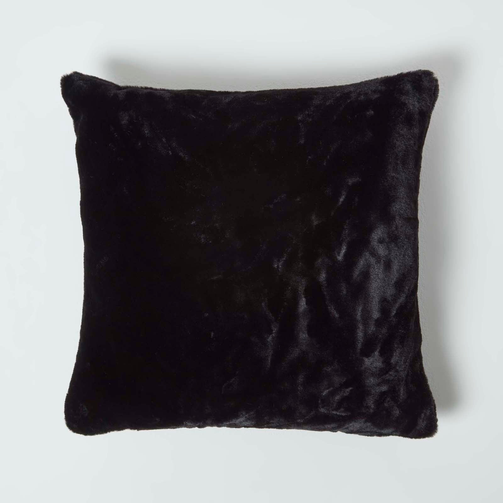 Soft Touch Faux Fur Filled Cushion | 45cm x 45cm | Black