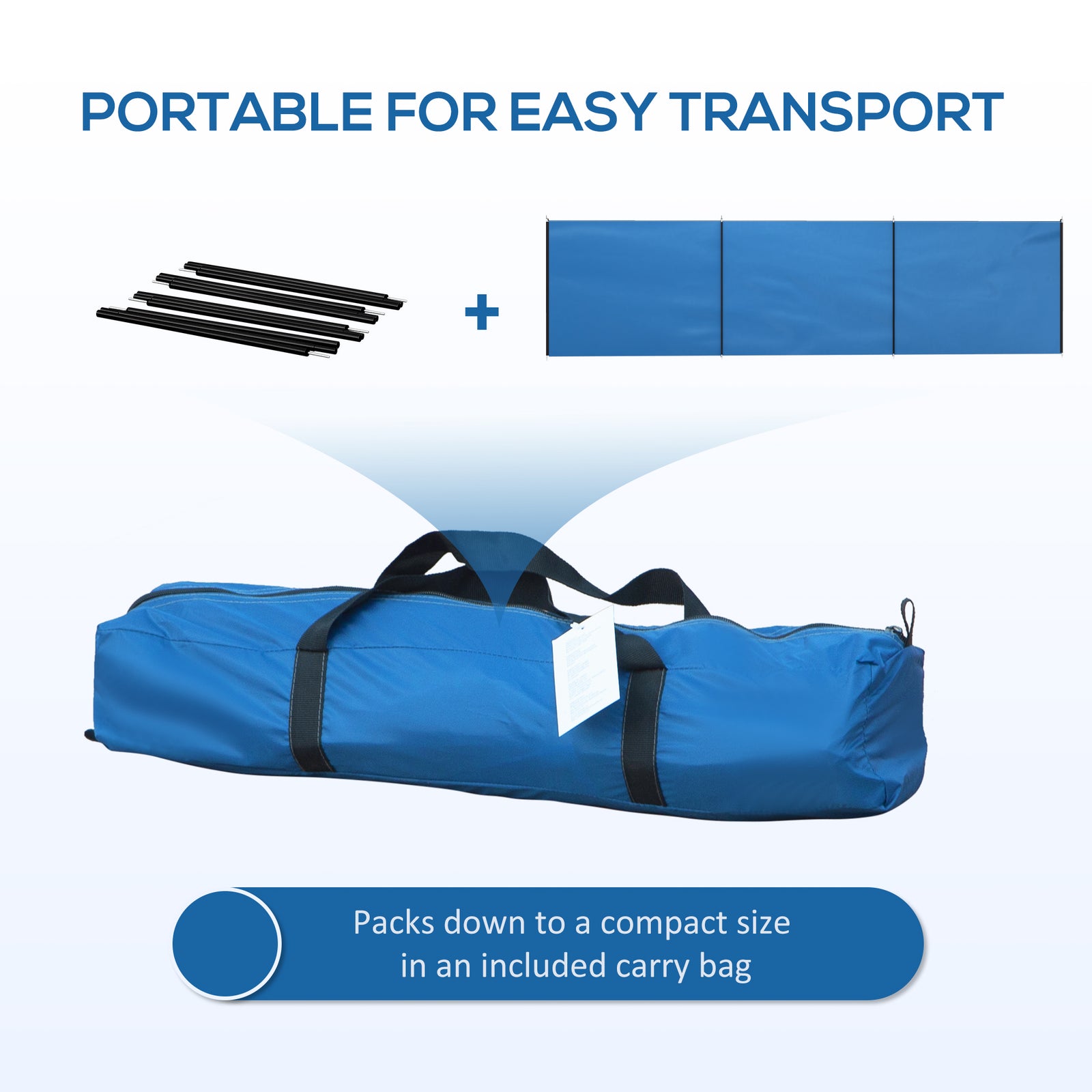 Camping Windbreak Beach Wind Shield Shelter With Carry Bag | Blue