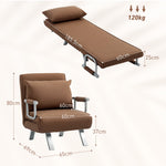 Sofa Bed Foldable Portable Armchair Sleeper With Pillow | One Size | Brown