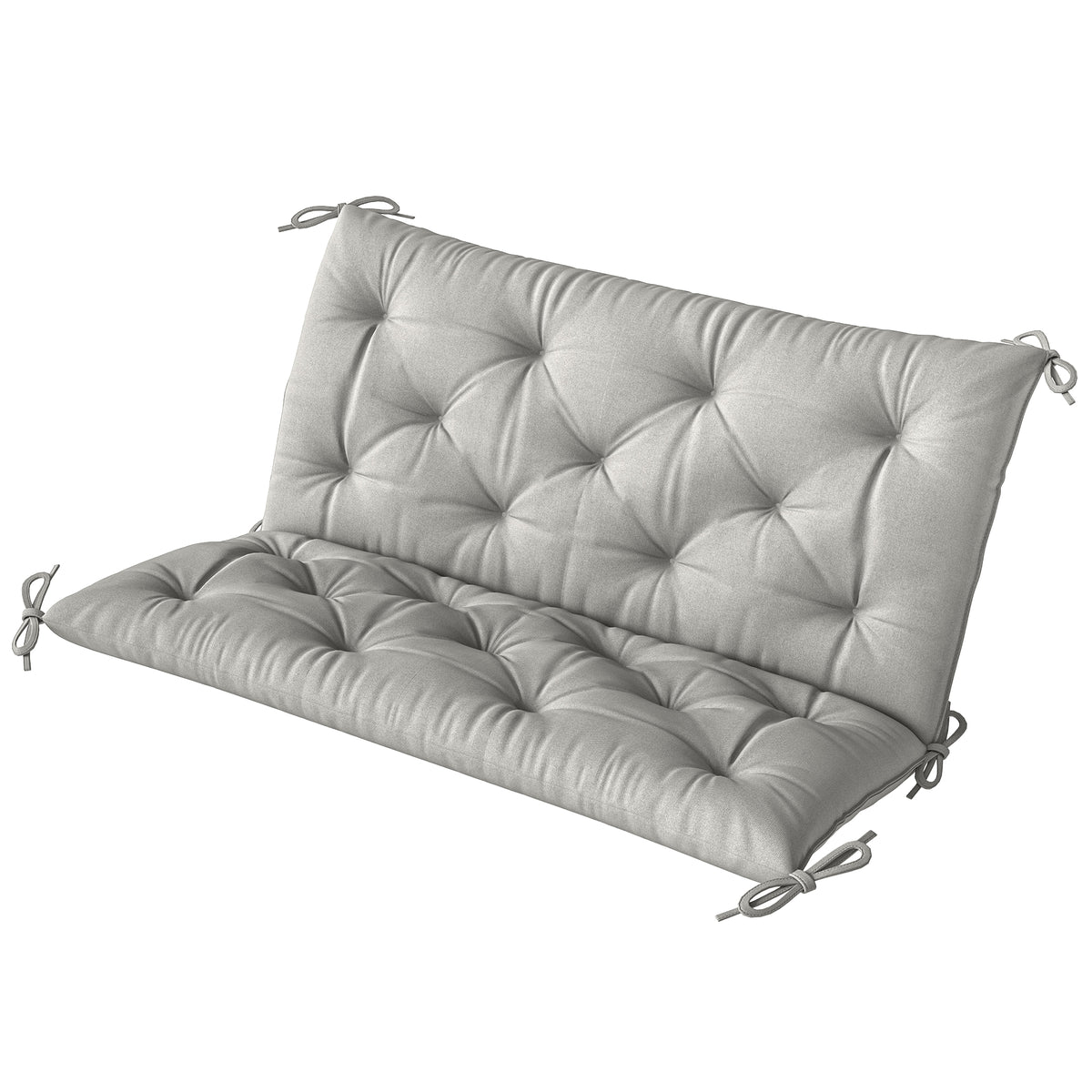 3 Seater Garden Bench Cushion Outdoor Seat Pad With Ties | Light Grey