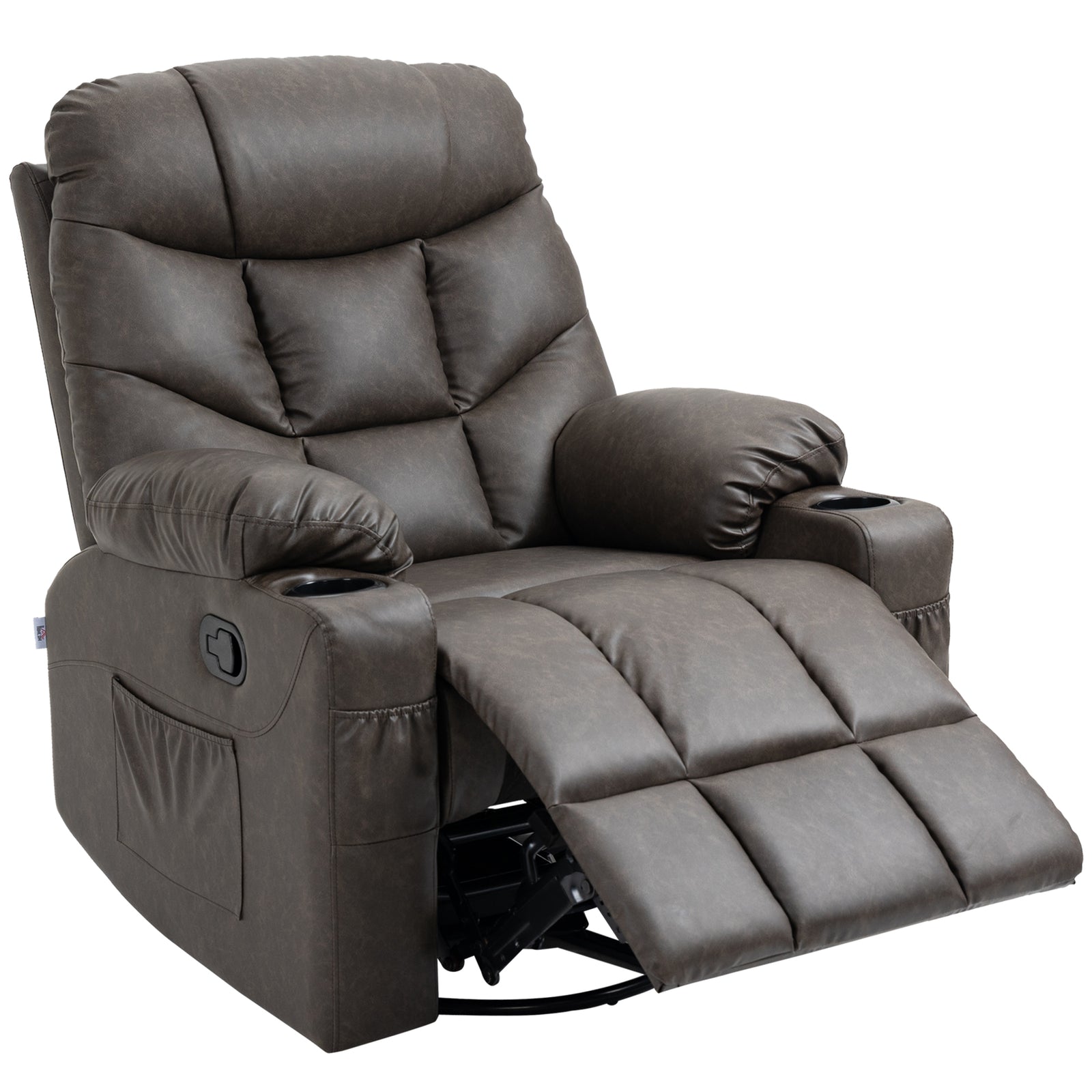 Manual Recliner Chair W/ Footrest Cup Holder | Brown