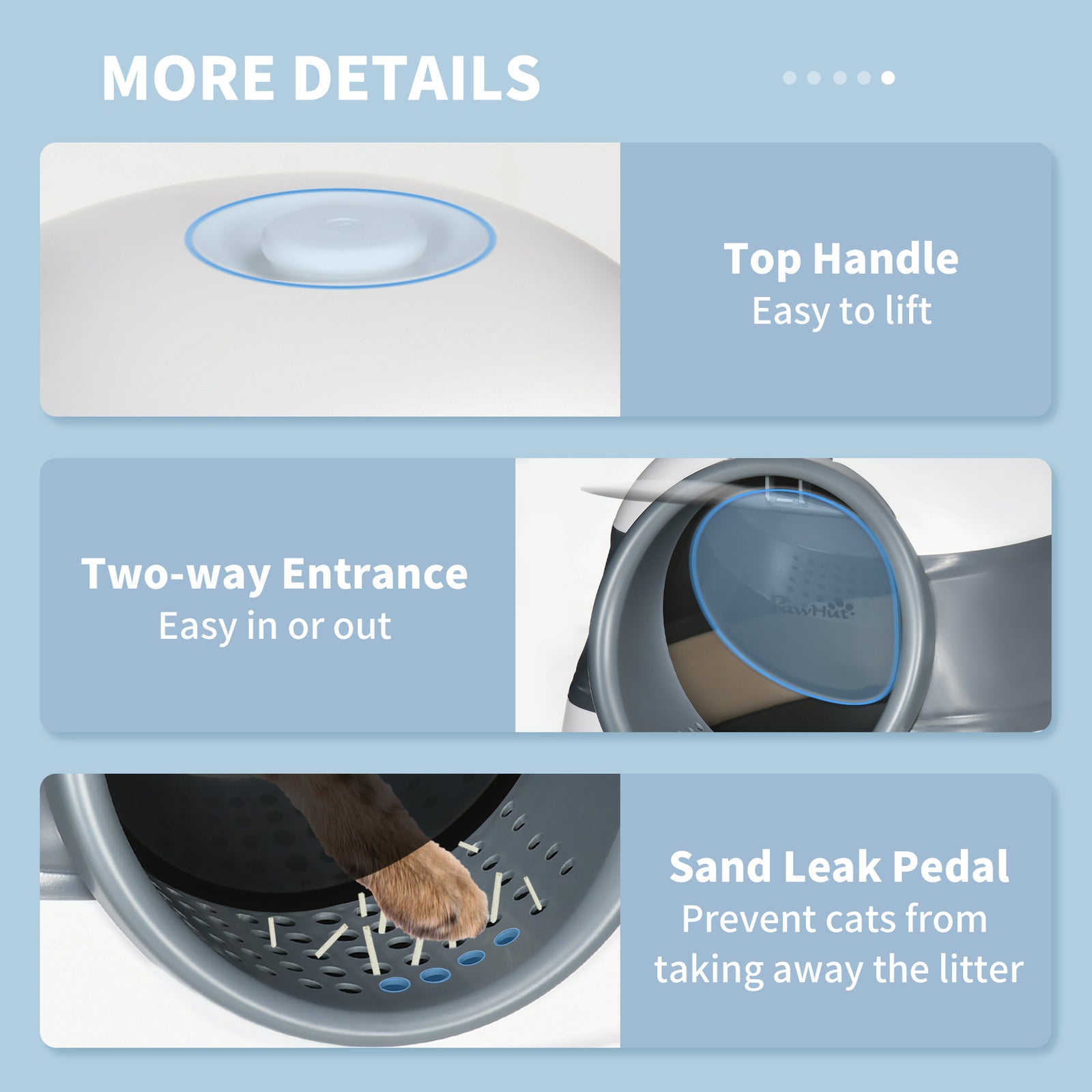 Foldable Cat Litter Tray W/ Lid, Deodorant, Scoop | White