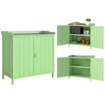 Garden Storage Cabinet Potting Bench Galvanised Top Green