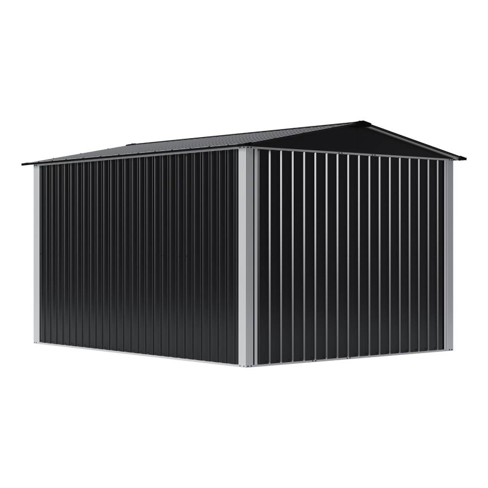 Breeins 8 X 10ft Large Metal Outdoor Storage Shed with Apex Roof, Lockable Double Sliding Doors & Air Vents, Weather-Resistant Garden Tool Storage House