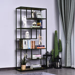 Wood Bookshelf Industrial Style 6 Tier Display Rack