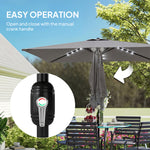 3 X 2 M Garden Parasol Umbrella With Light, Outdoor Patio Umbrella | Dark Grey