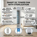Smart Bladeless Tower Fan with Remote, 12-Speed Cooling, 90° Oscillation, Air Purification & 12H Timer