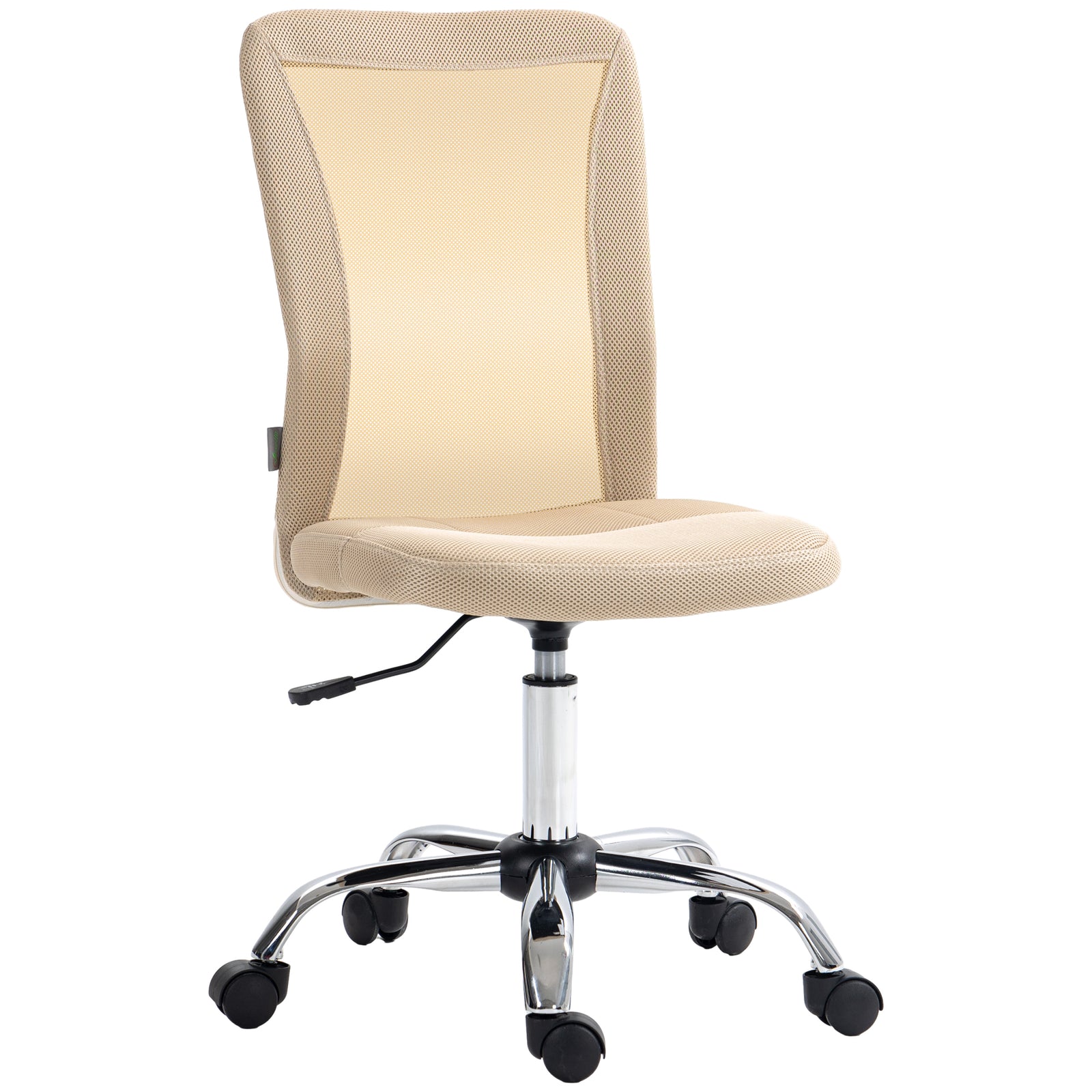 Armless Mesh Office Chair 5 Wheels | Beige