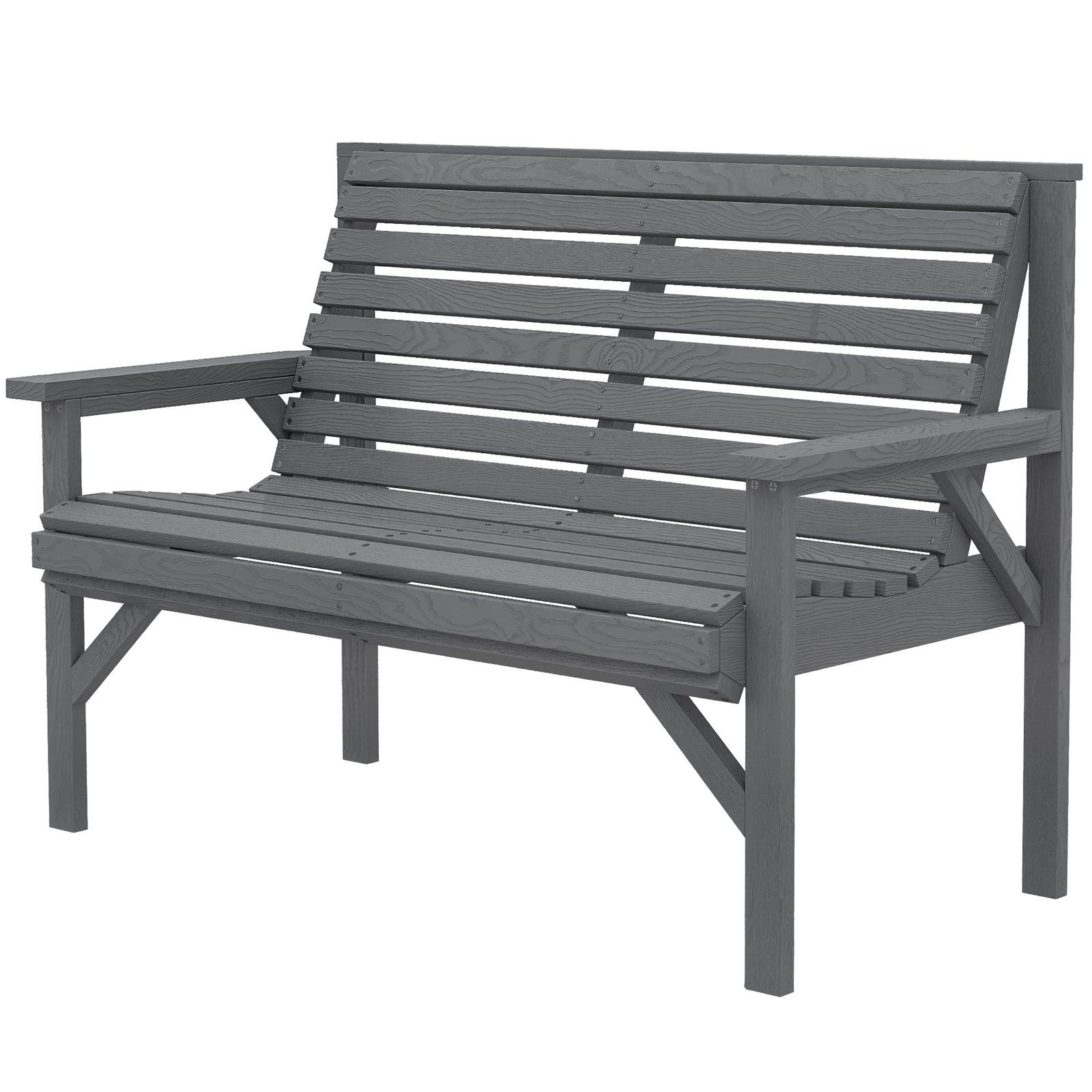 Wooden Garden Bench 2 Seater, Patio Bench For Indoor Outdoor | Grey