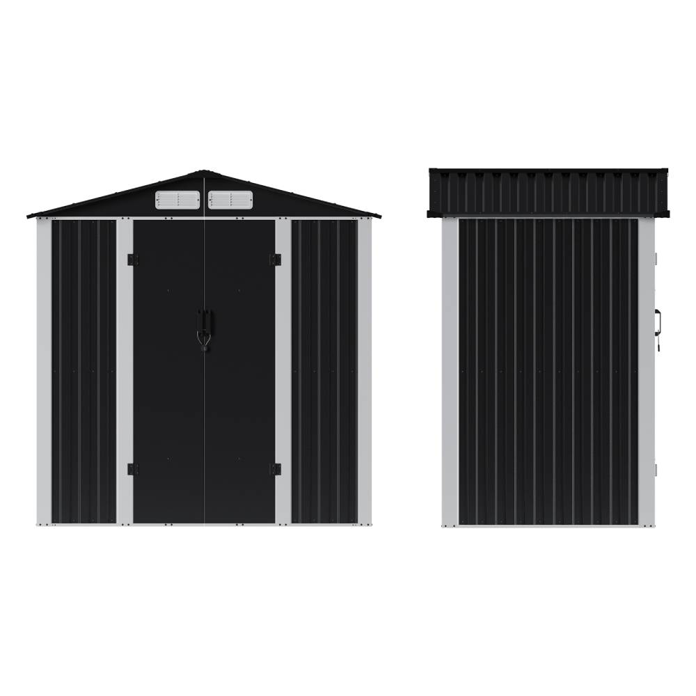 Breeins 6 X 4ft Lockable Metal Outdoor Storage Shed with Apex Roof, Double Hinge Doors & Air Vents, Weather-Resistant Garden Tool Storage House