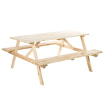 4-seater Garden Wooden Picnic Table With Parasol Hole
