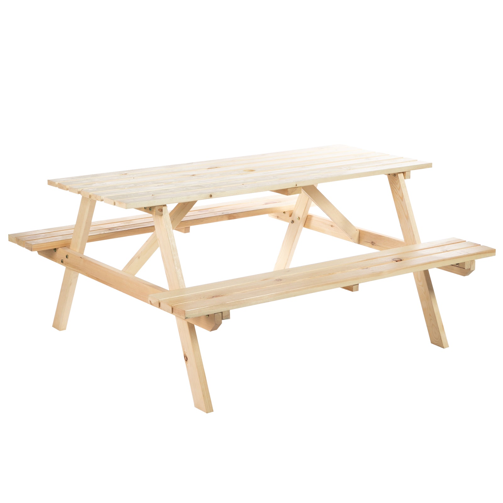 4-seater Garden Wooden Picnic Table With Parasol Hole