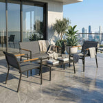 4 Seater Garden Furniture Set, Metal Garden Sofa Set | Grey