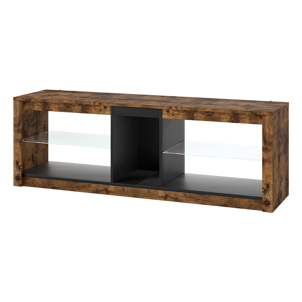 Tv Unit Cabinet Stand Led Storage Height Adjustable Living Room Wood Rgb | Brown
