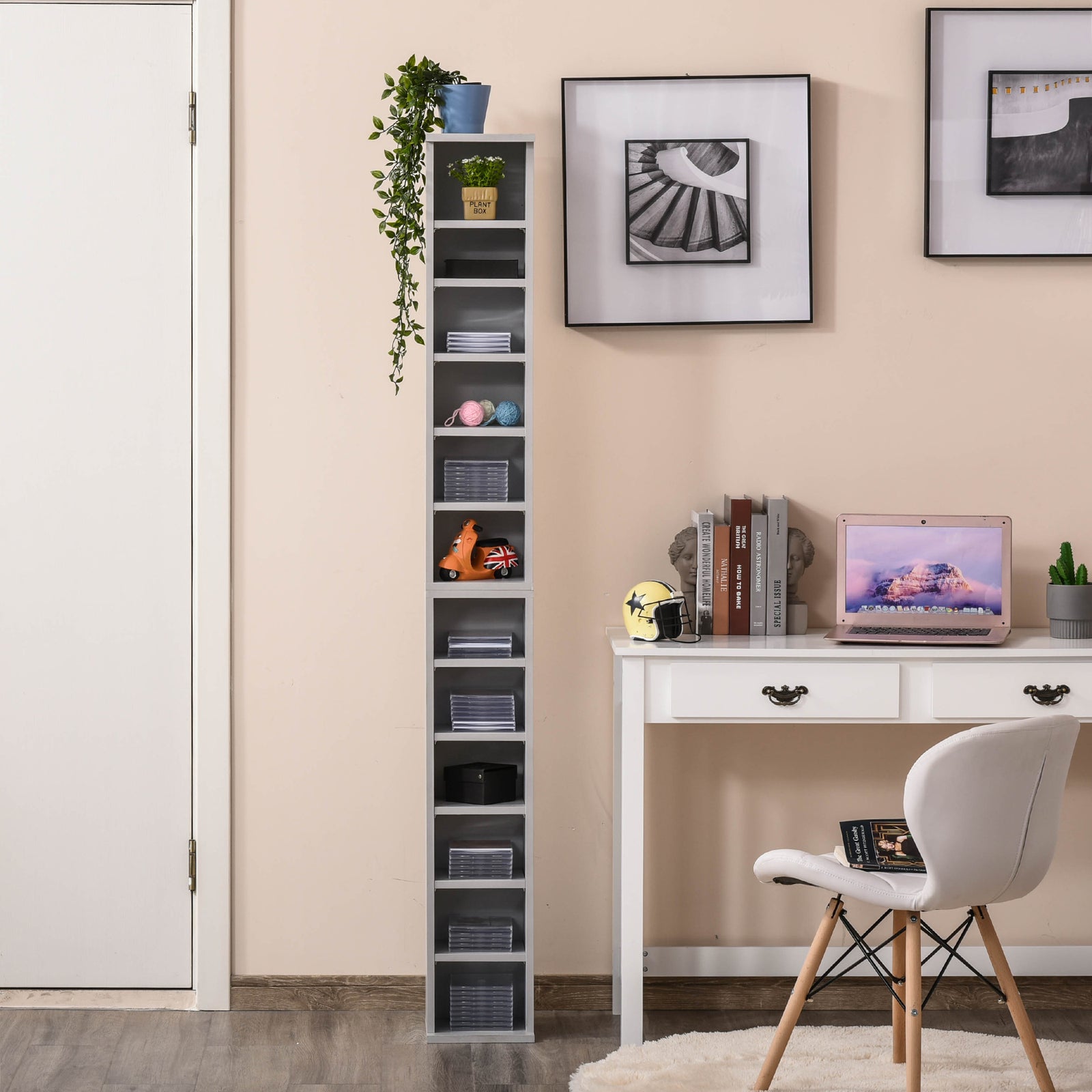 Set Of 2 Cd Storage Units With Adjustable Shelves | One Size | Gray