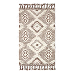 Lhasa Handwoven Brown And Cream Diamond  Kilim Wool Rug | 150cm x 220cm | Cream & Brown