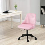 Velvet Office Chair With Adjustable Height And Wheels, Pink