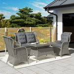 4 Pcs Outdoor Rattan Sofa Set, Wicker Sectional Sofa Set