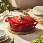 Cast Iron Casserole Dish 28cm Oven Proof Pan & Lid | 28cm | Red