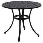 Garden Table W/ Parasol Hole, Cast Aluminum, Black