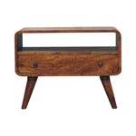 Solid Wood Mini Chestnut Curved Media Unit