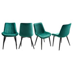 Set Of 2/4 Velvet Dining Chairs With Quilted Design, Wooden Frame, And Metal Legs | Set of 4 | Green