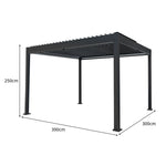 Anthracite Aluminium Pergola With White Blinds | 3m x 4m | Anthracite