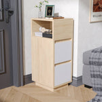 Minimalist Bedside Table With Drawers | Natural & White
