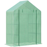 Walk-in Greenhouse With 2 Tier Shelf - Green