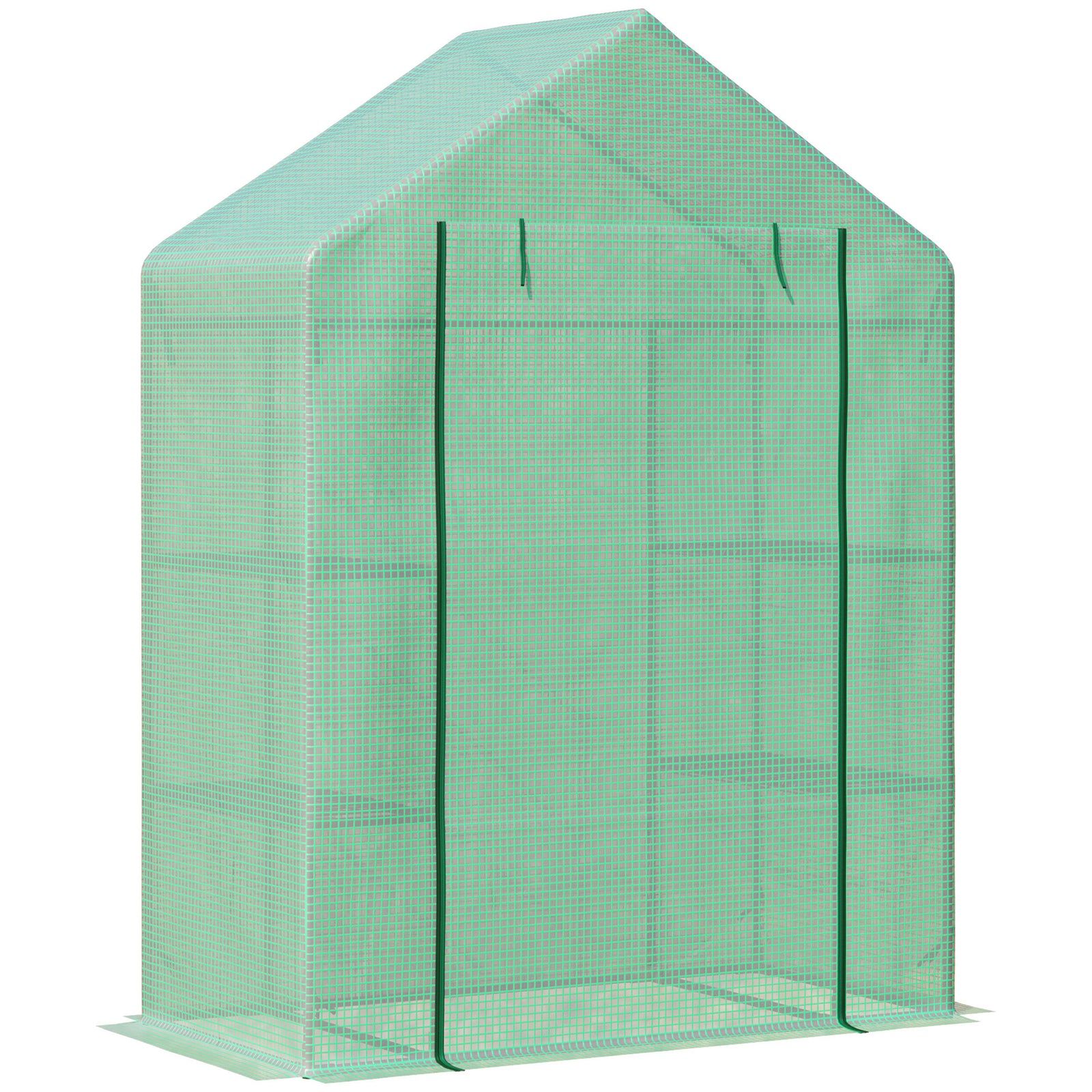 Walk-in Greenhouse With 2 Tier Shelf - Green