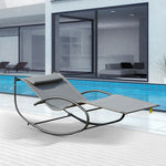 Double Rocking Sun Lounger  With Armrest And Headrest Pillow | Gray