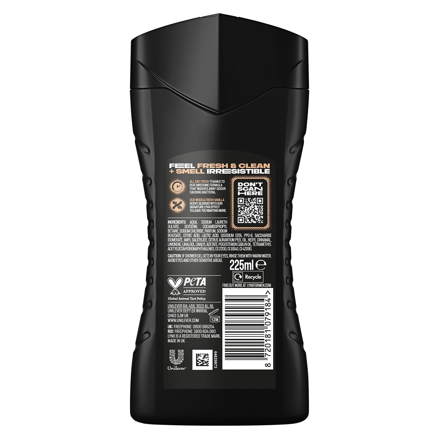 Gold 12-h Refreshing Fragrance Shower Gel Body Wash For Men, 6x 225ml