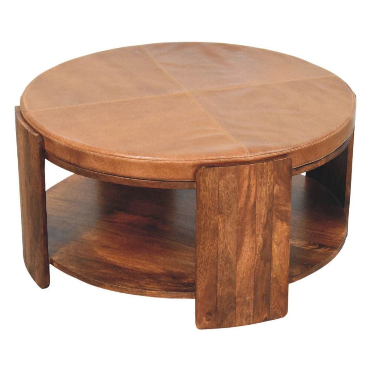 Solid Wood Savoy Leather Coffee Table
