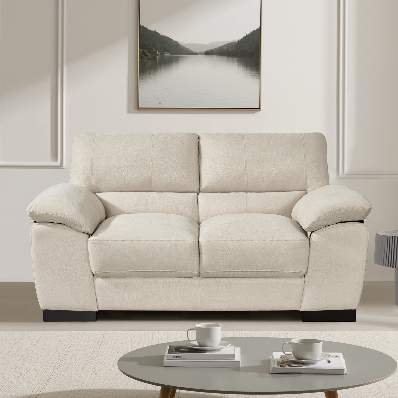 Mellette Soft Fabric 2 Seat Sofa | Ecru