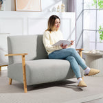 2 Seater Sofa, Fabric Modern Loveseat For Living Room | Light Grey
