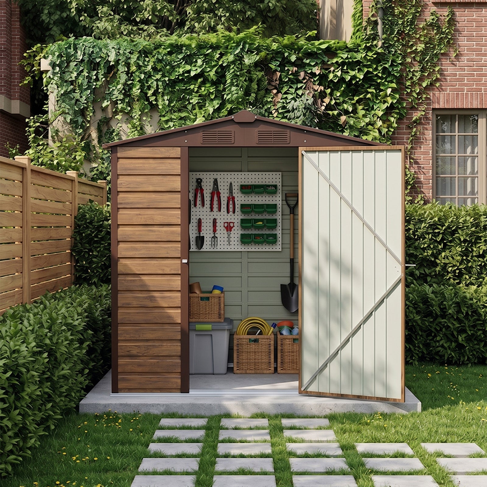 Breeins 4 X 6ft Metal Apex Roof Garden Storage Shed