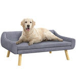 Dog Sofa Bed Raised Couch With Wooden Frame And Soft Cushion | Gray