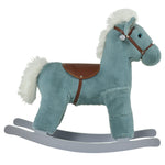 Kids Plush Ride-on Rocking Horse With Plush Toy Sound Handle Grip | Blue