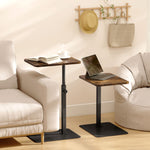 HOMCOM Side Table, C Shaped End Table With Adjustable Height And Metal Base
